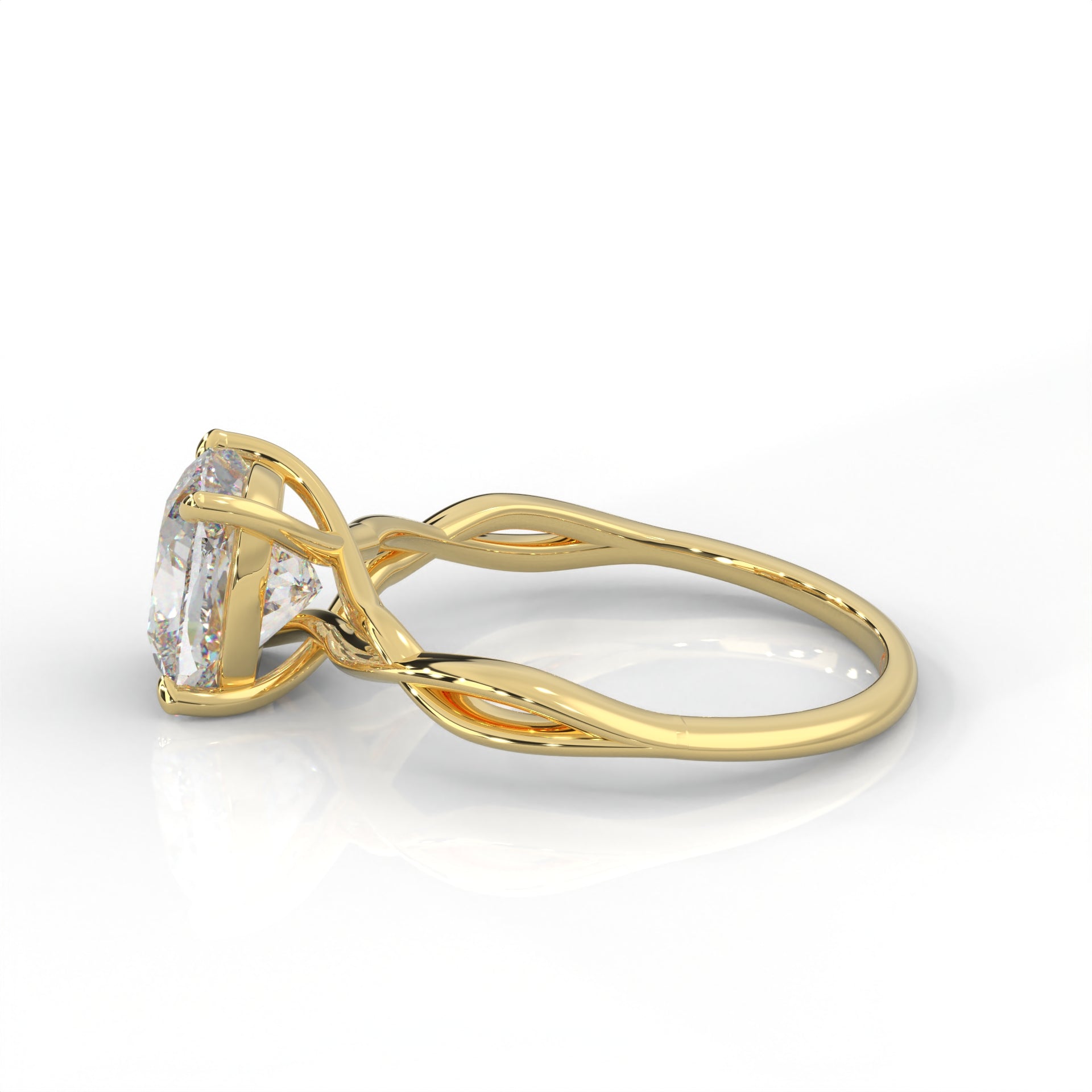 The Serene - Solitaire With Twisted band And Prong Setting