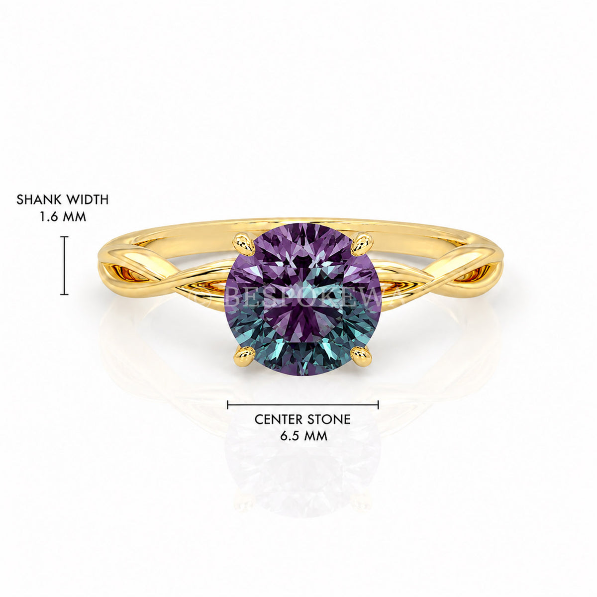 The Serene - Solitaire With Twisted band And Prong Setting — Lab-Grown Alexandrite, 3ct