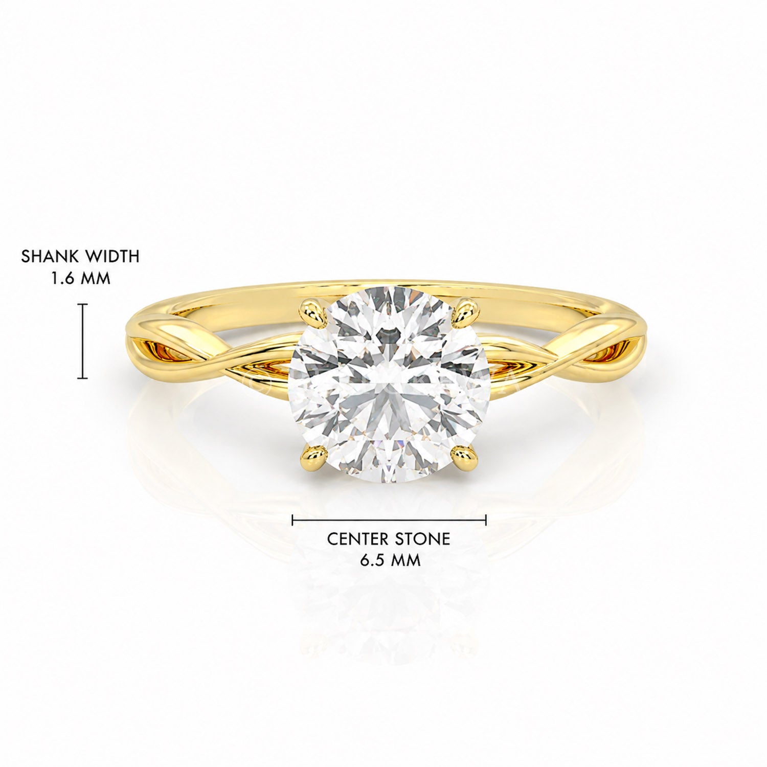 The Serene - Solitaire With Twisted band And Prong Setting — Lab-Grown Diamond, 1.5ct