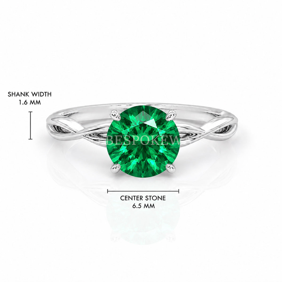 The Serene - Solitaire With Twisted band And Prong Setting — Lab-Grown Emerald, 0.5ct