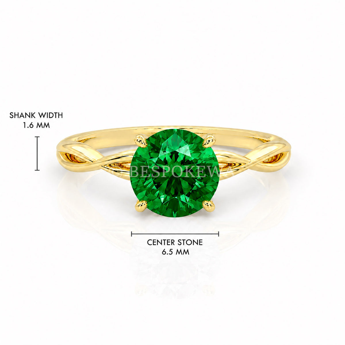 The Serene - Solitaire With Twisted band And Prong Setting — Lab-Grown Emerald, 0.5ct