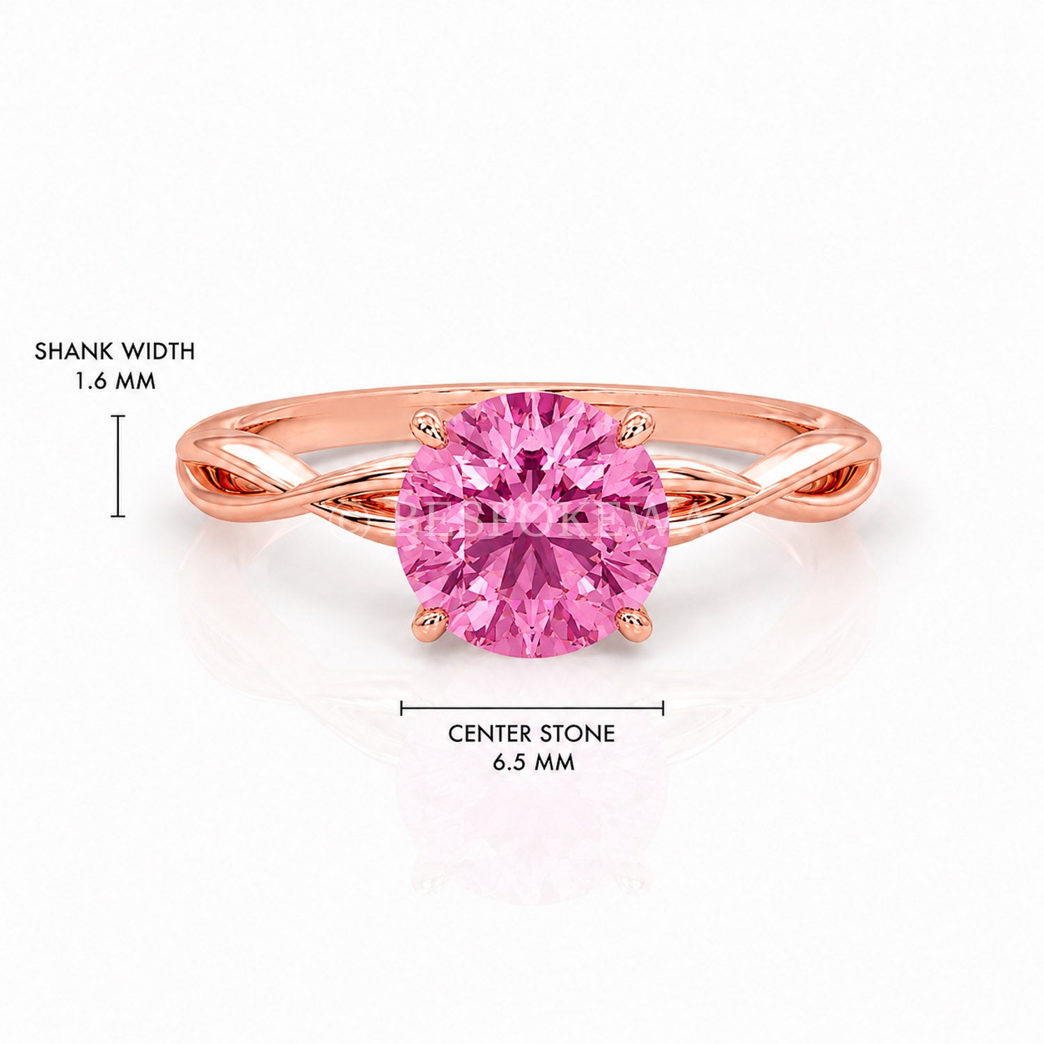 The Serene - Solitaire With Twisted band And Prong Setting — Lab-Grown Pink Sapphire, 0.5ct