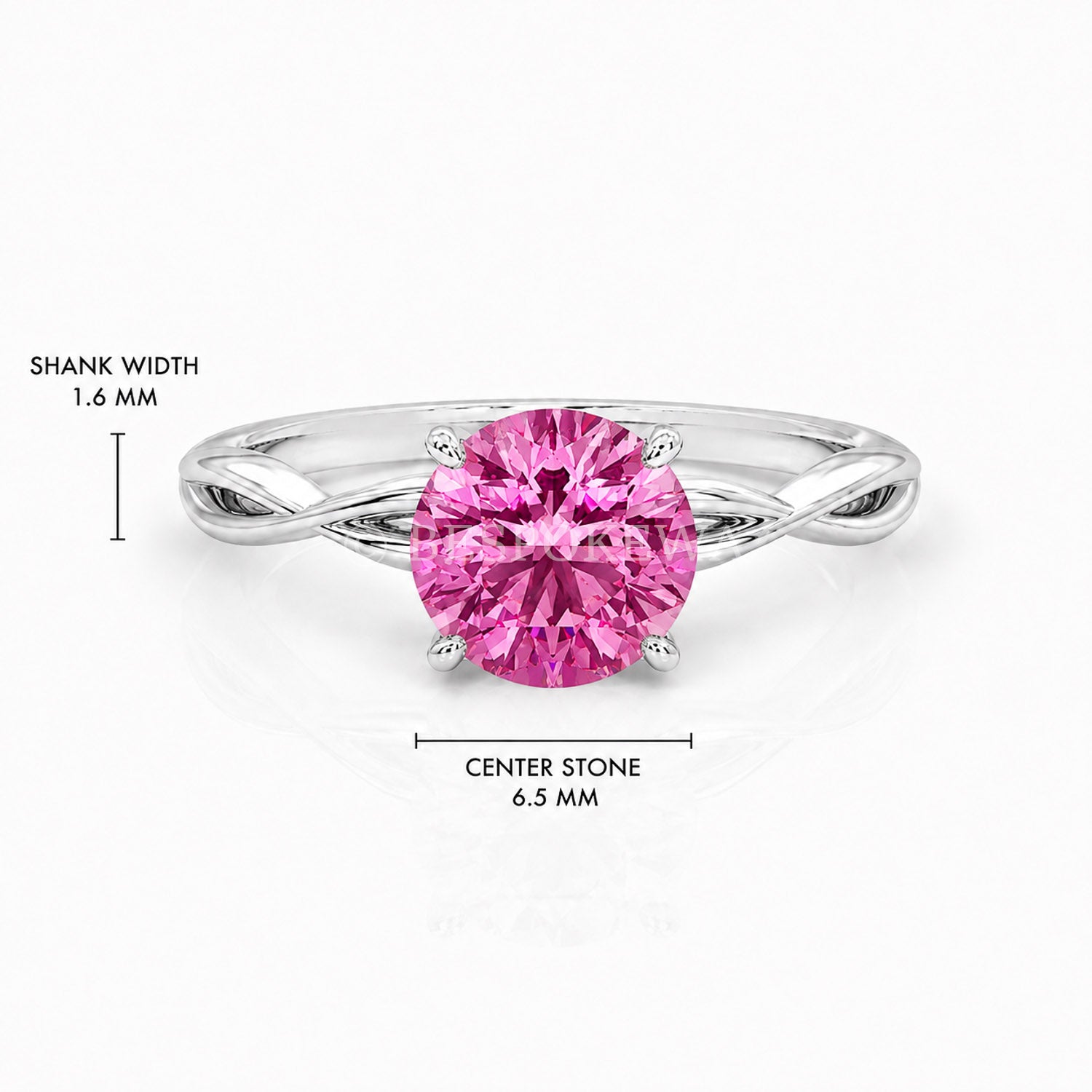 The Serene - Solitaire With Twisted band And Prong Setting — Lab-Grown Pink Sapphire, 0.5ct