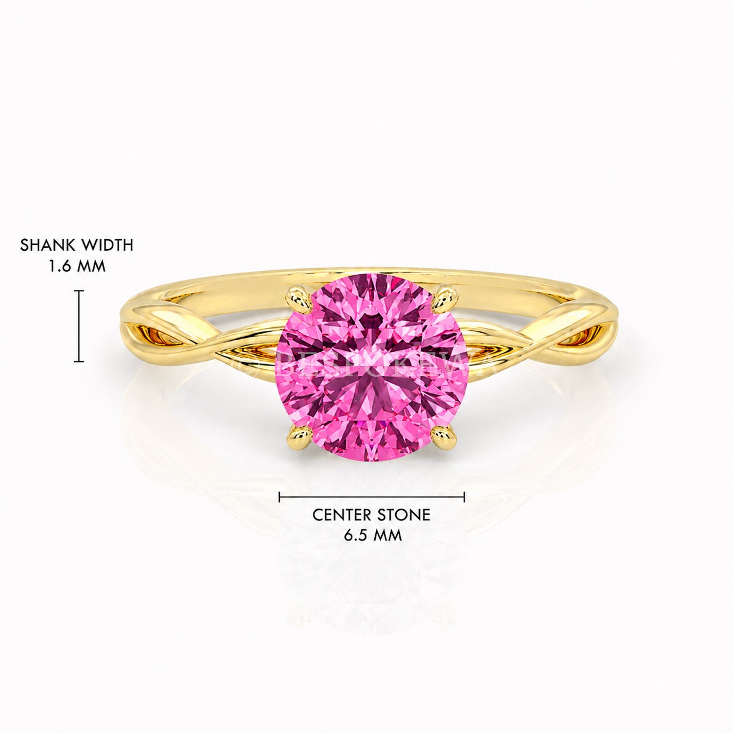 The Serene - Solitaire With Twisted band And Prong Setting — Lab-Grown Pink Sapphire, 0.5ct