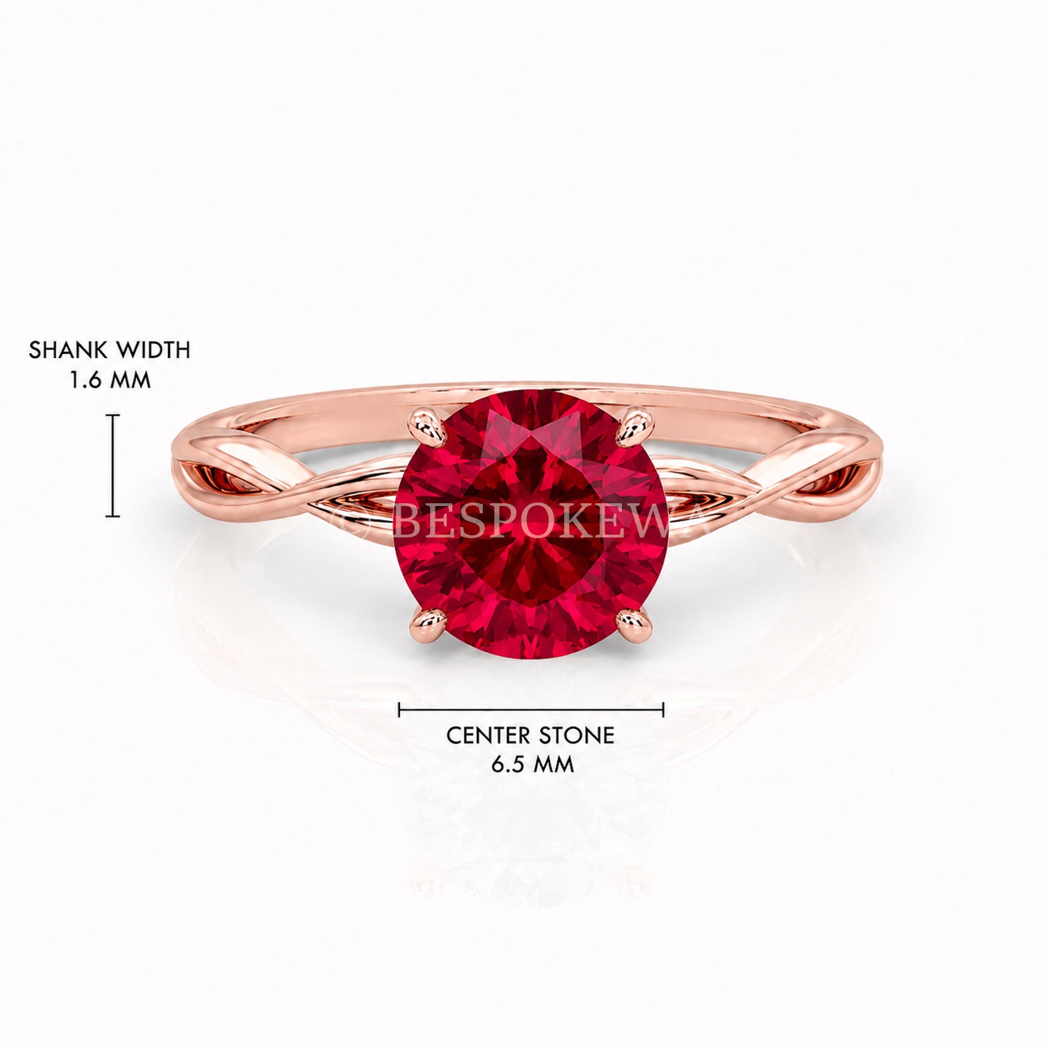 The Serene - Solitaire With Twisted band And Prong Setting — Lab-Grown Ruby, 1ct