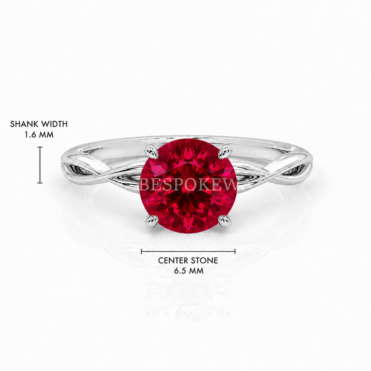 The Serene - Solitaire With Twisted band And Prong Setting — Lab-Grown Ruby, 0.5ct