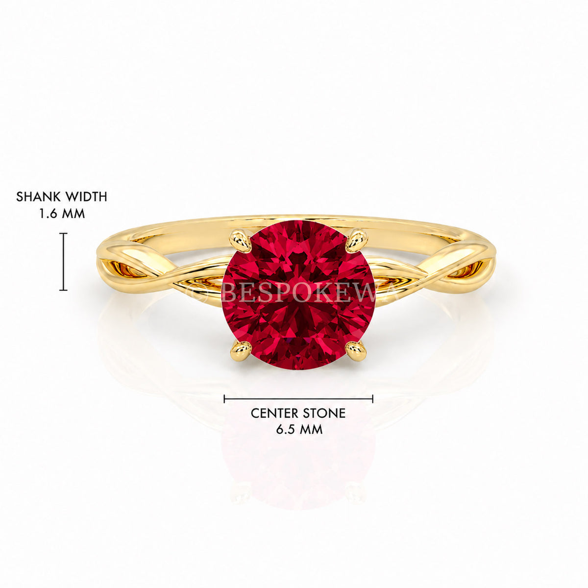 The Serene - Solitaire With Twisted band And Prong Setting — Lab-Grown Ruby, 0.5ct