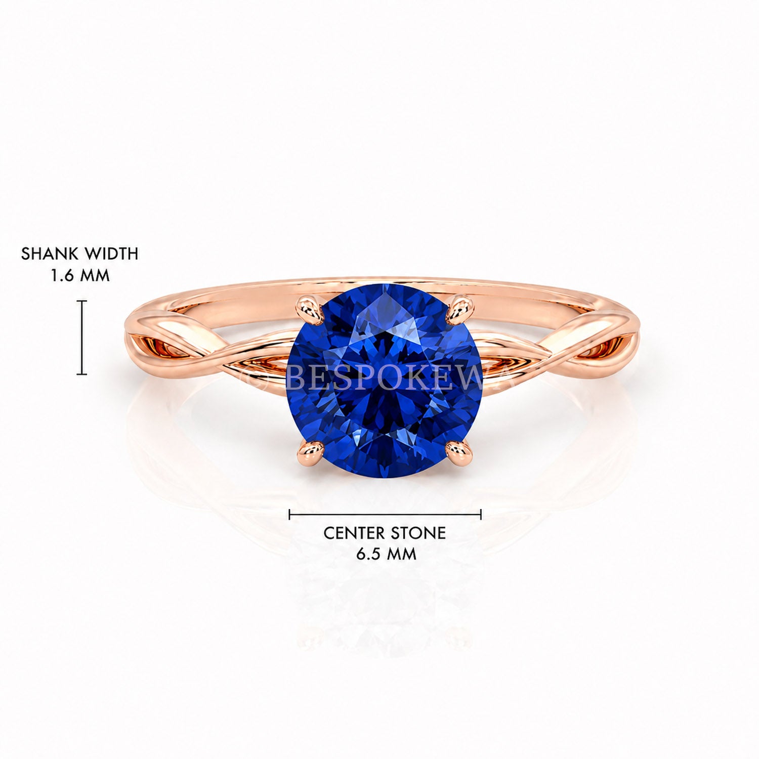 The Serene - Solitaire With Twisted band And Prong Setting — Lab-Grown Sapphire, 0.5ct