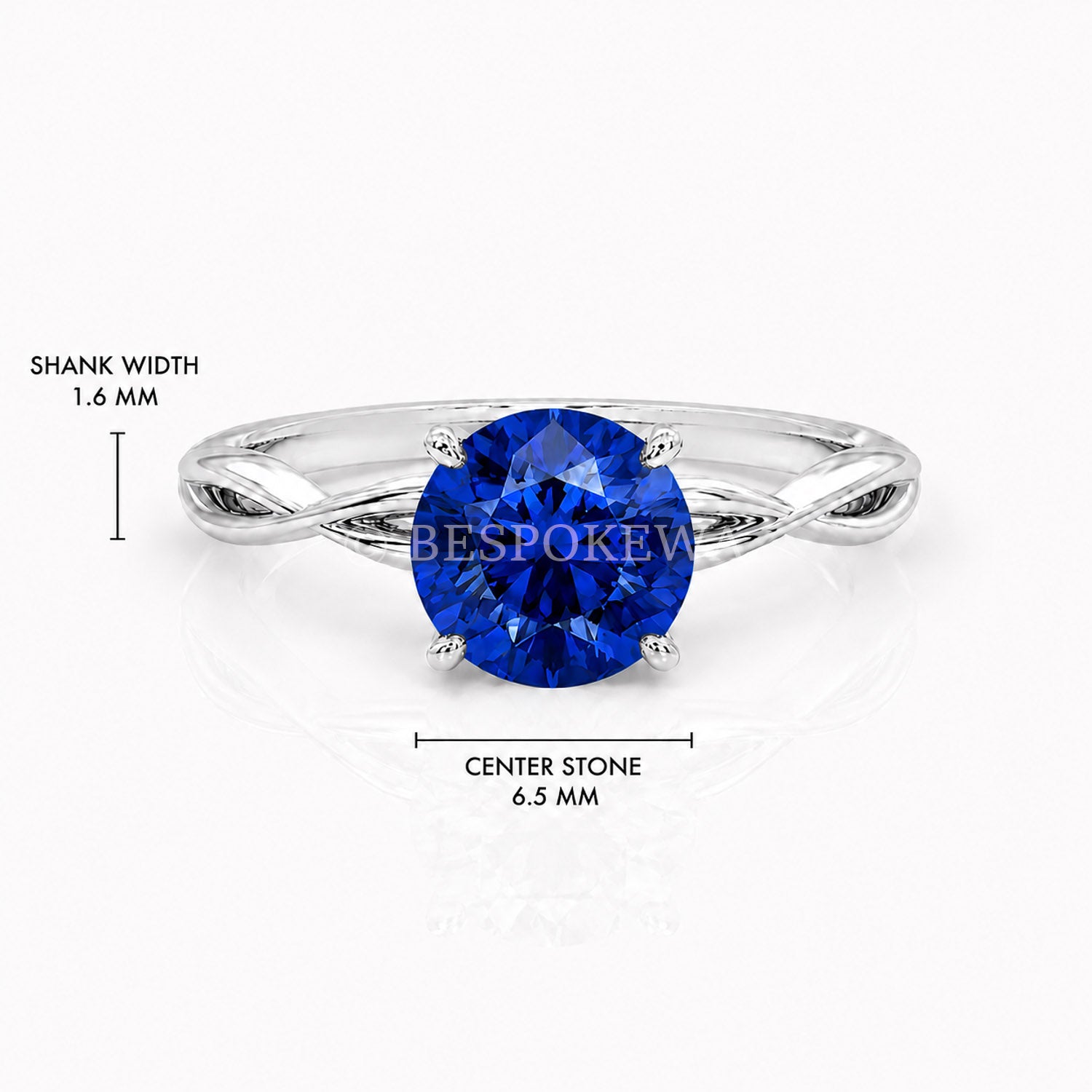 The Serene - Solitaire With Twisted band And Prong Setting — Lab-Grown Sapphire, 0.5ct
