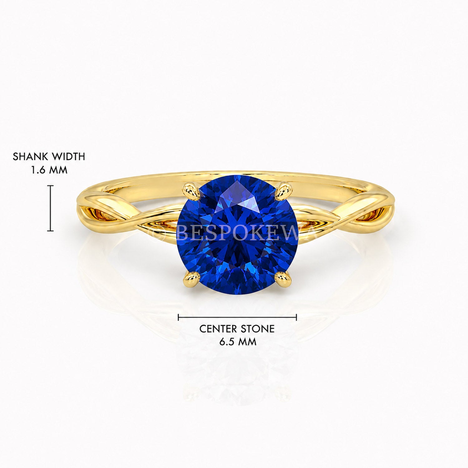 The Serene - Solitaire With Twisted band And Prong Setting — Lab-Grown Sapphire, 0.5ct