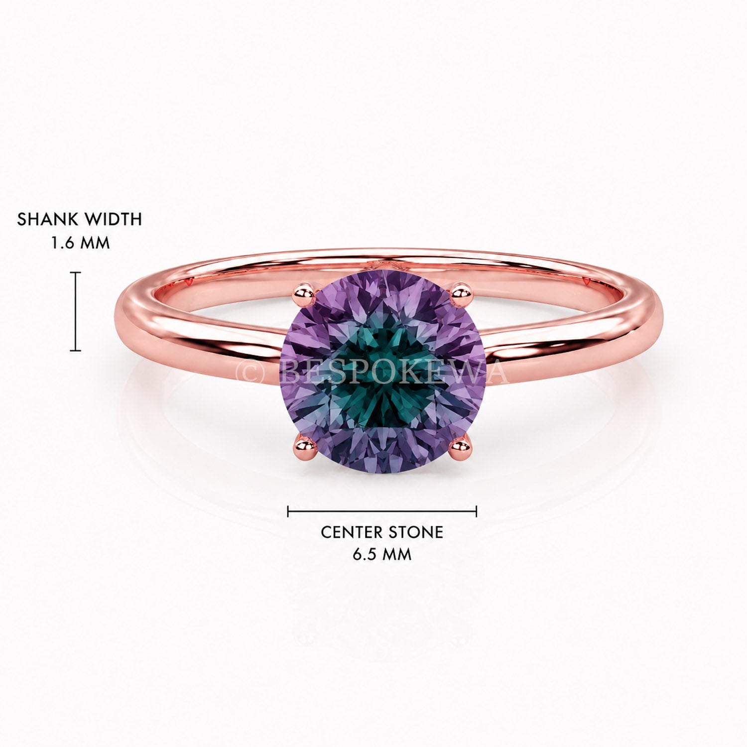 The Solara - Solitaire in Classic Prong Setting — Lab-Grown Alexandrite, 0.5ct