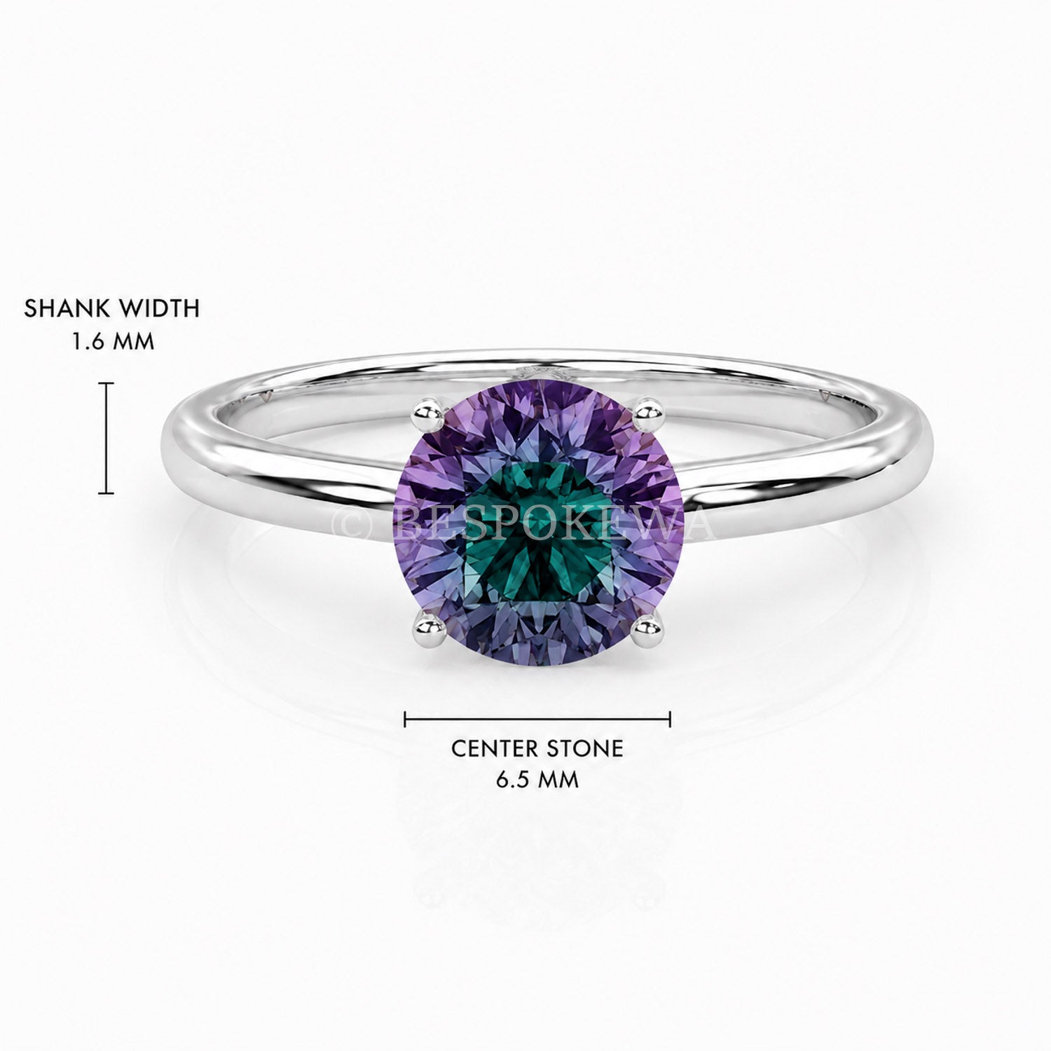 The Solara - Solitaire in Classic Prong Setting — Lab-Grown Alexandrite, 0.5ct