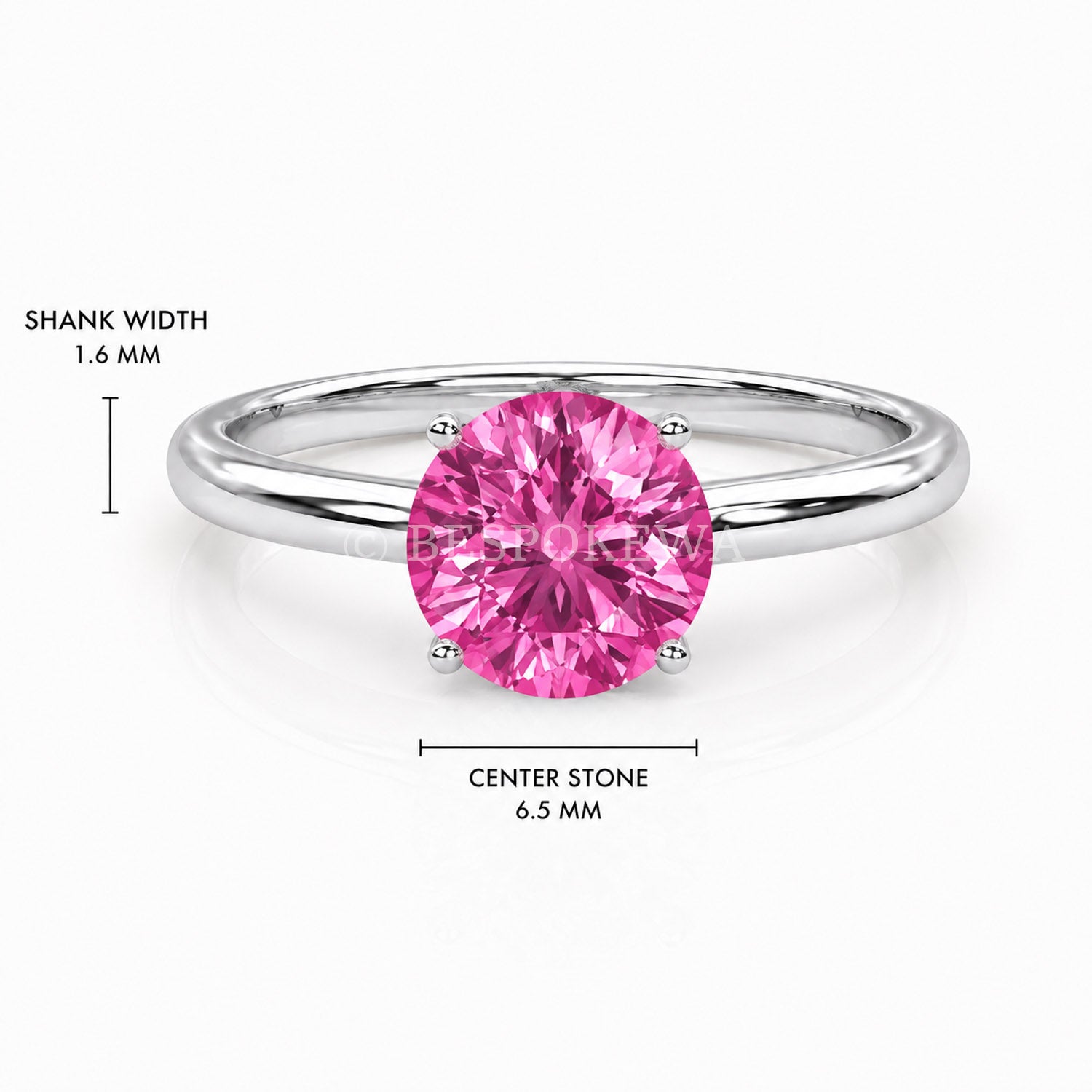 The Solara - Solitaire in Classic Prong Setting — Lab-Grown Pink Sapphire, 0.5ct