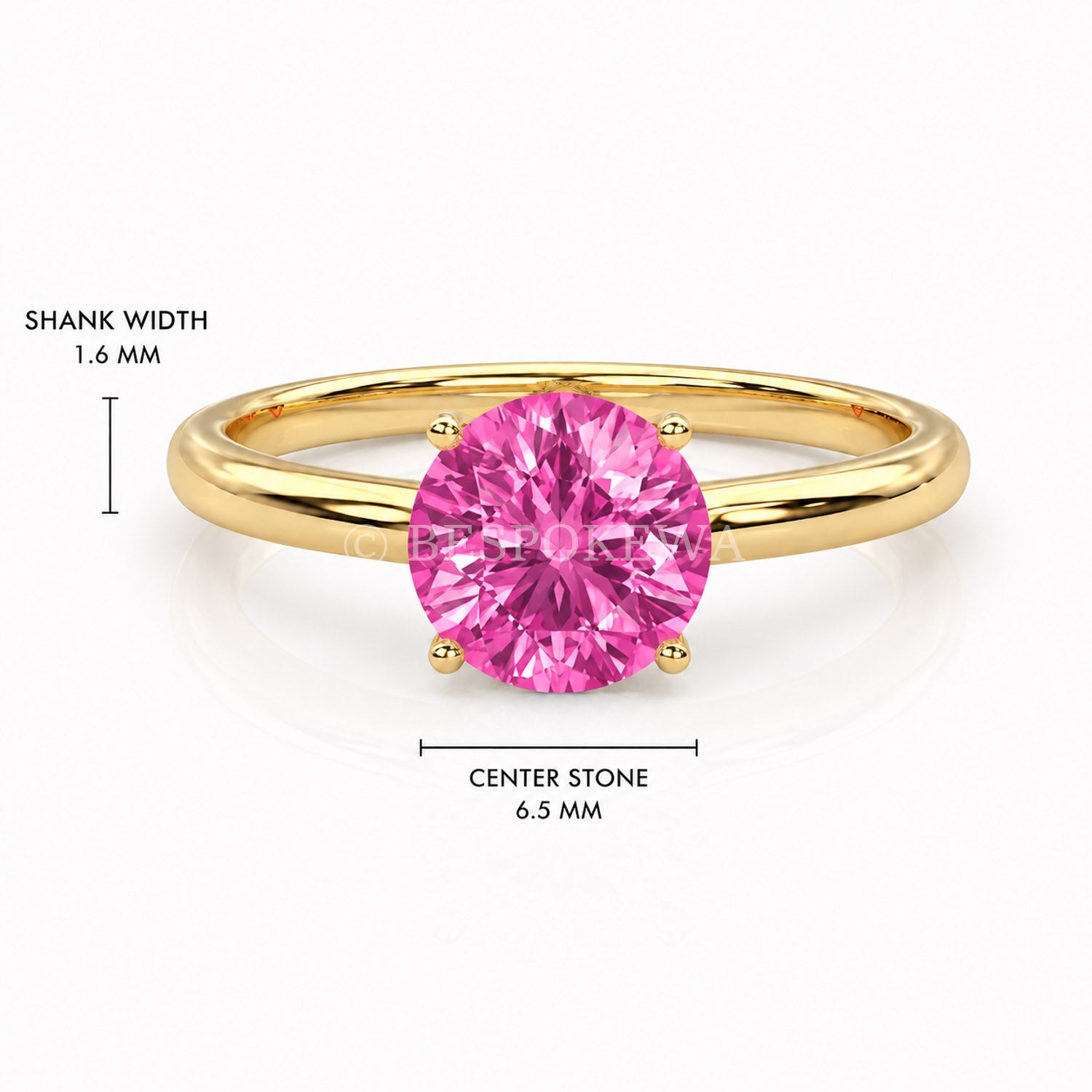 The Solara - Solitaire in Classic Prong Setting — Lab-Grown Pink Sapphire, 0.5ct