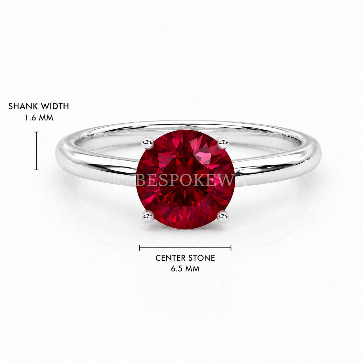The Solara - Solitaire in Classic Prong Setting — Lab-Grown Ruby, 0.5ct