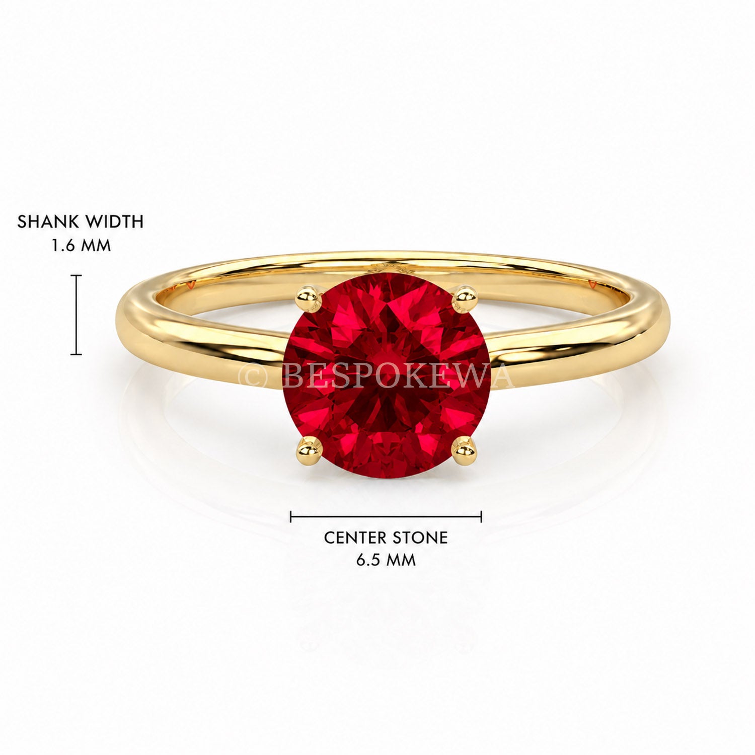 The Solara - Solitaire in Classic Prong Setting — Lab-Grown Ruby, 0.5ct