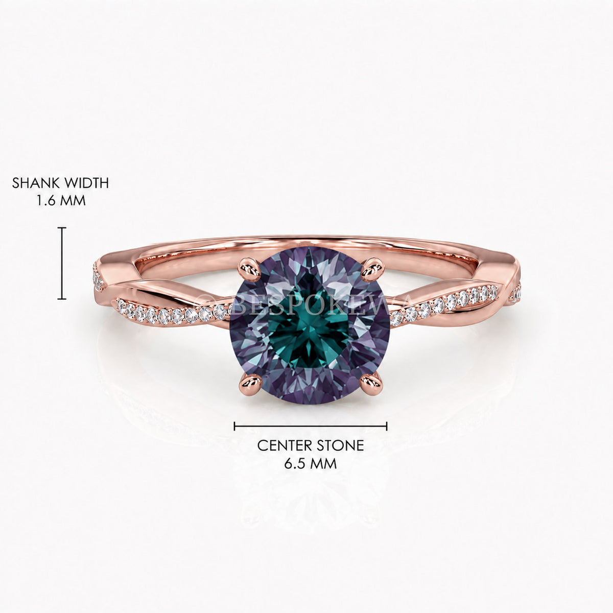Ulur Solitaire Engagement Ring – Pavé Twist Band — Lab-Grown Alexandrite, 0.5ct