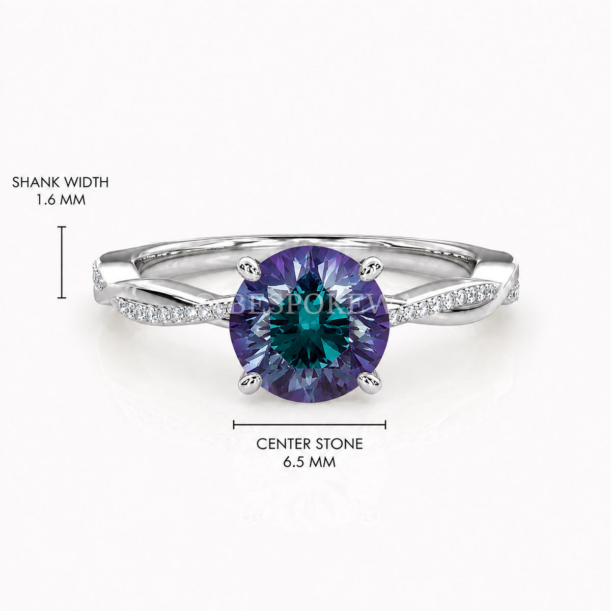 Ulur Solitaire Engagement Ring – Pavé Twist Band — Lab-Grown Alexandrite, 0.5ct