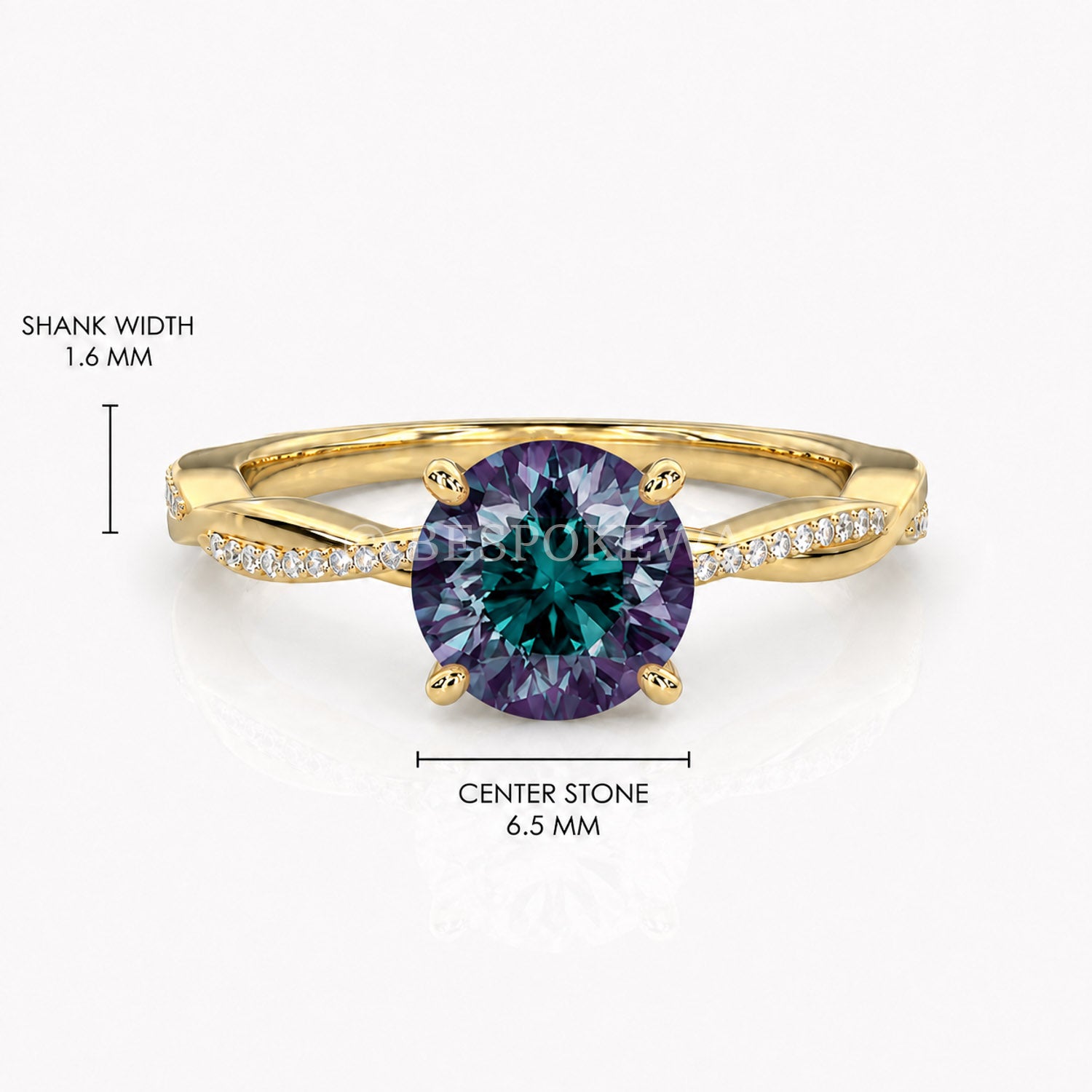 Ulur Solitaire Engagement Ring – Pavé Twist Band — Lab-Grown Alexandrite, 0.5ct