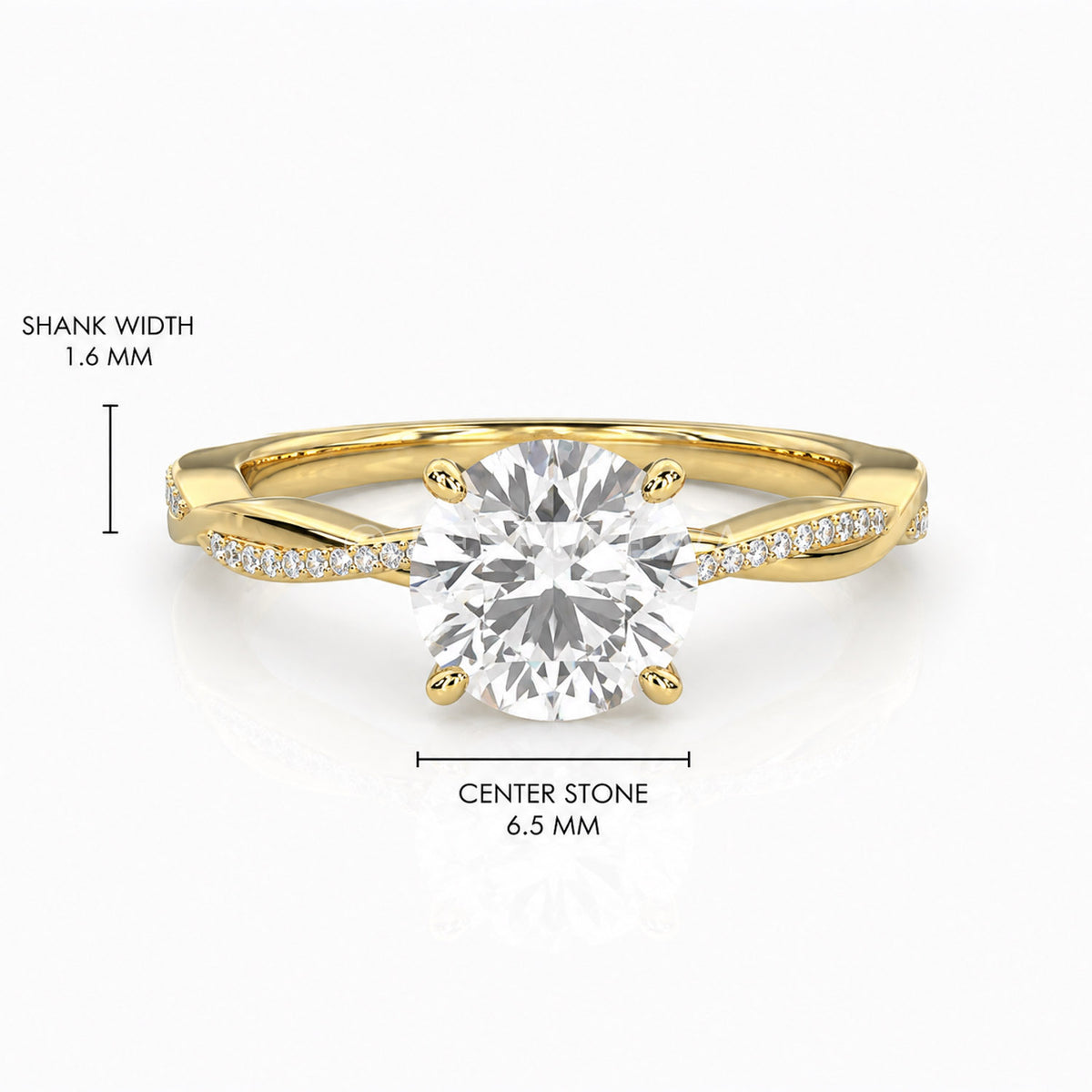 Ulur Solitaire Engagement Ring – Pavé Twist Band — Lab-Grown Diamond, 1ct
