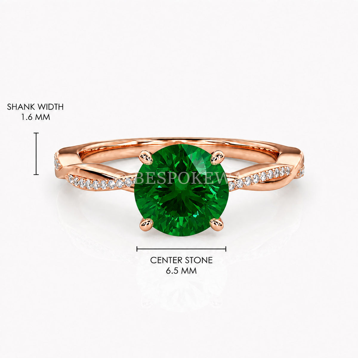 Ulur Solitaire Engagement Ring – Pavé Twist Band — Lab-Grown Emerald, 2ct