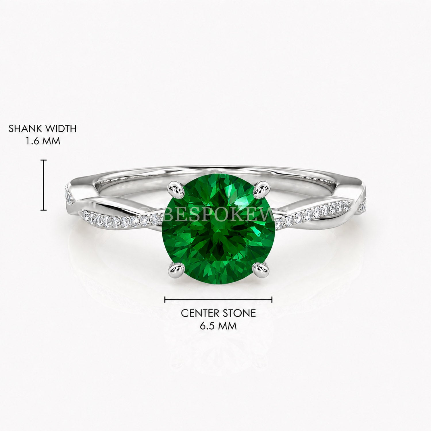 Ulur Solitaire Engagement Ring – Pavé Twist Band — Lab-Grown Emerald, 2ct