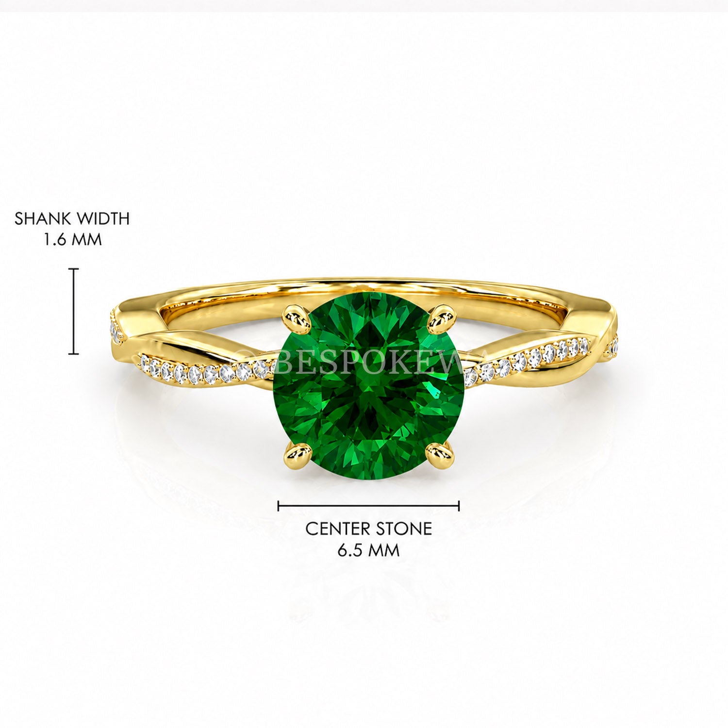 Ulur Solitaire Engagement Ring – Pavé Twist Band — Lab-Grown Emerald, 2ct