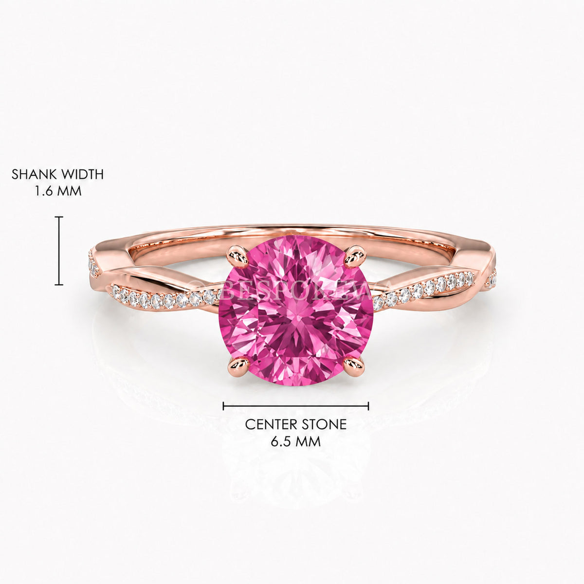 Ulur Solitaire Engagement Ring – Pavé Twist Band — Lab-Grown Pink Sapphire, 3ct