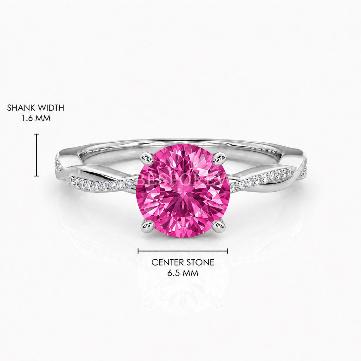 Ulur Solitaire Engagement Ring – Pavé Twist Band — Lab-Grown Pink Sapphire, 3ct