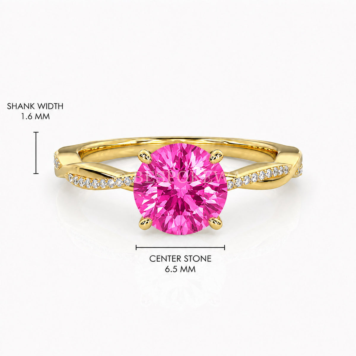 Ulur Solitaire Engagement Ring – Pavé Twist Band — Lab-Grown Pink Sapphire, 3ct
