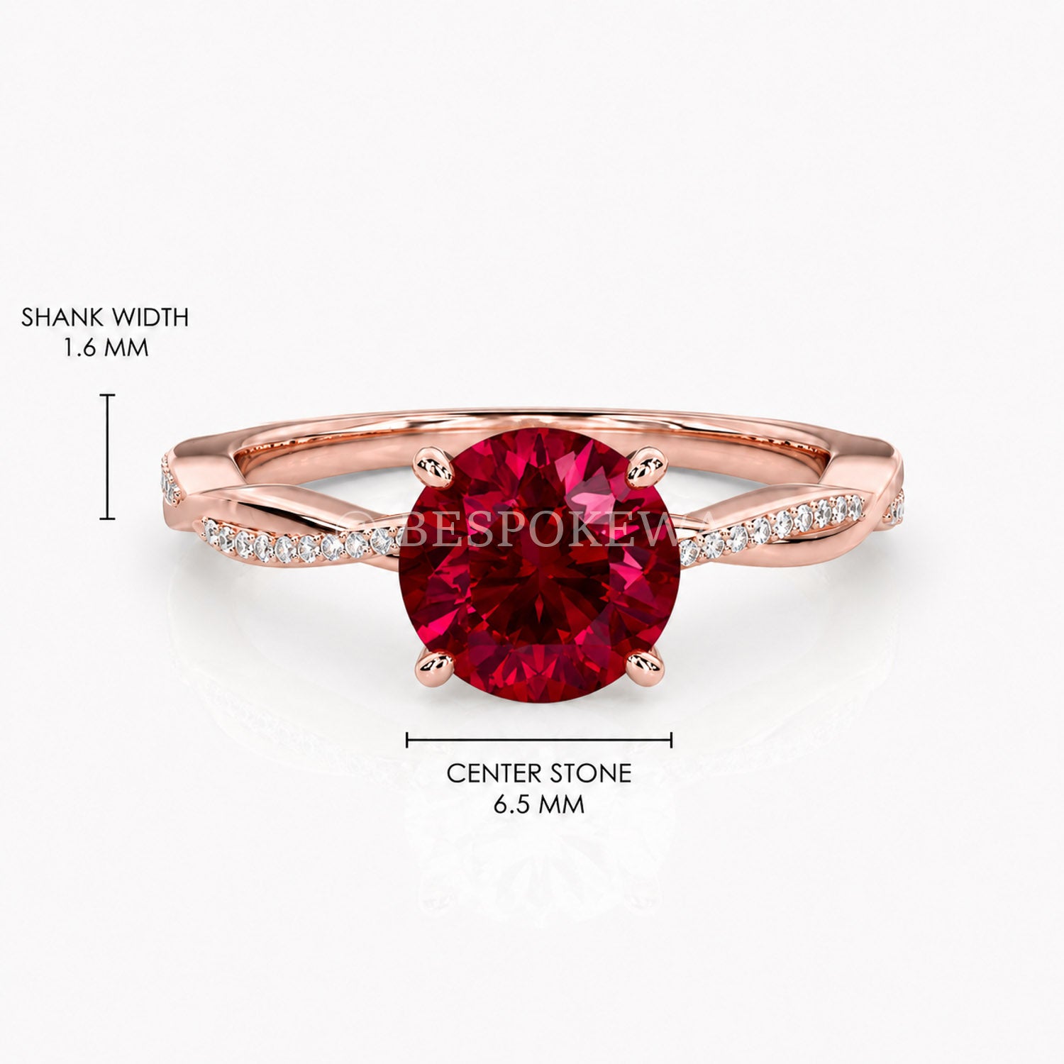 Ulur Solitaire Engagement Ring – Pavé Twist Band — Lab-Grown Ruby, 1ct