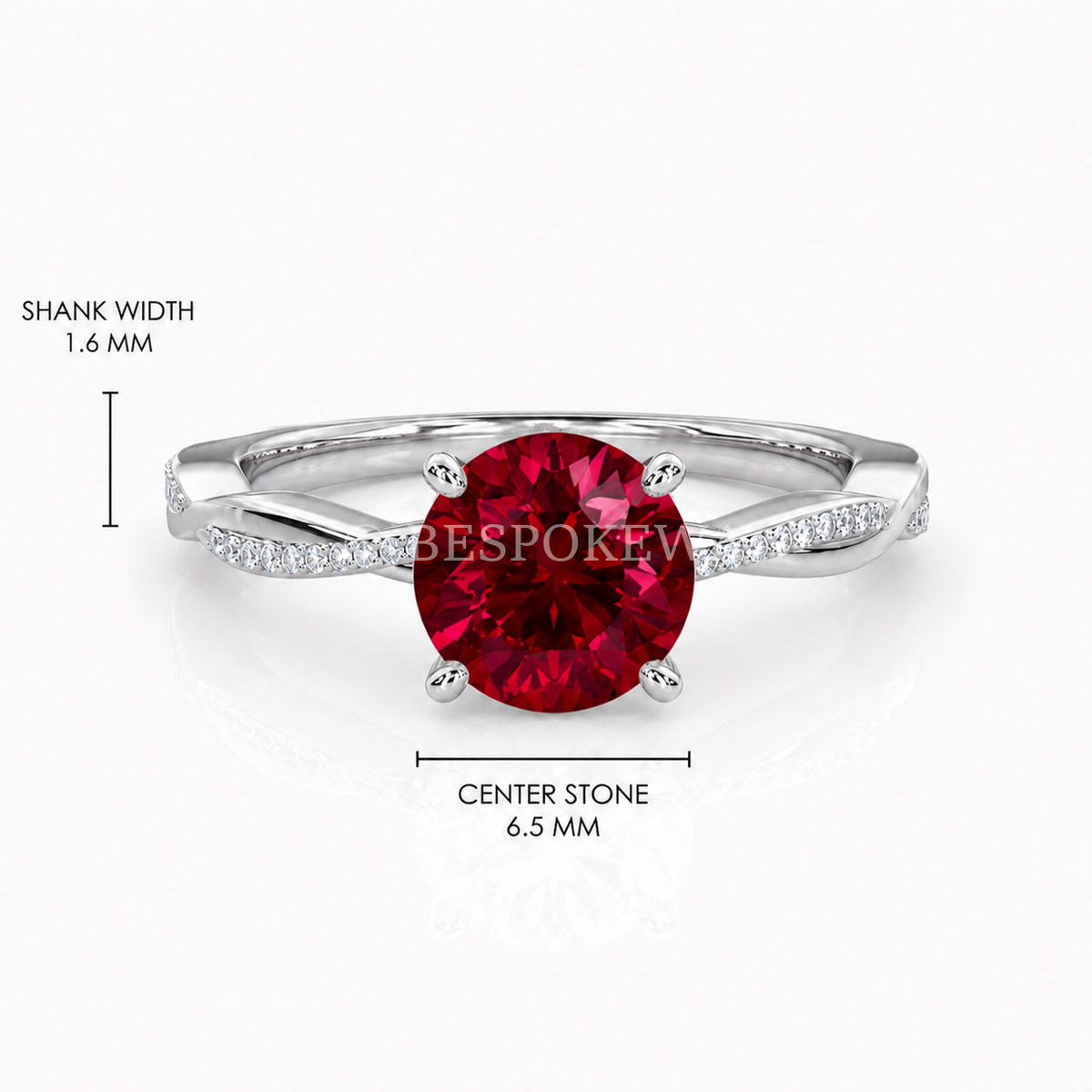 Ulur Solitaire Engagement Ring – Pavé Twist Band — Lab-Grown Ruby, 1ct