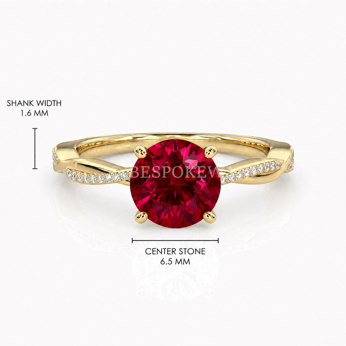 Ulur Solitaire Engagement Ring – Pavé Twist Band — Lab-Grown Ruby, 1ct