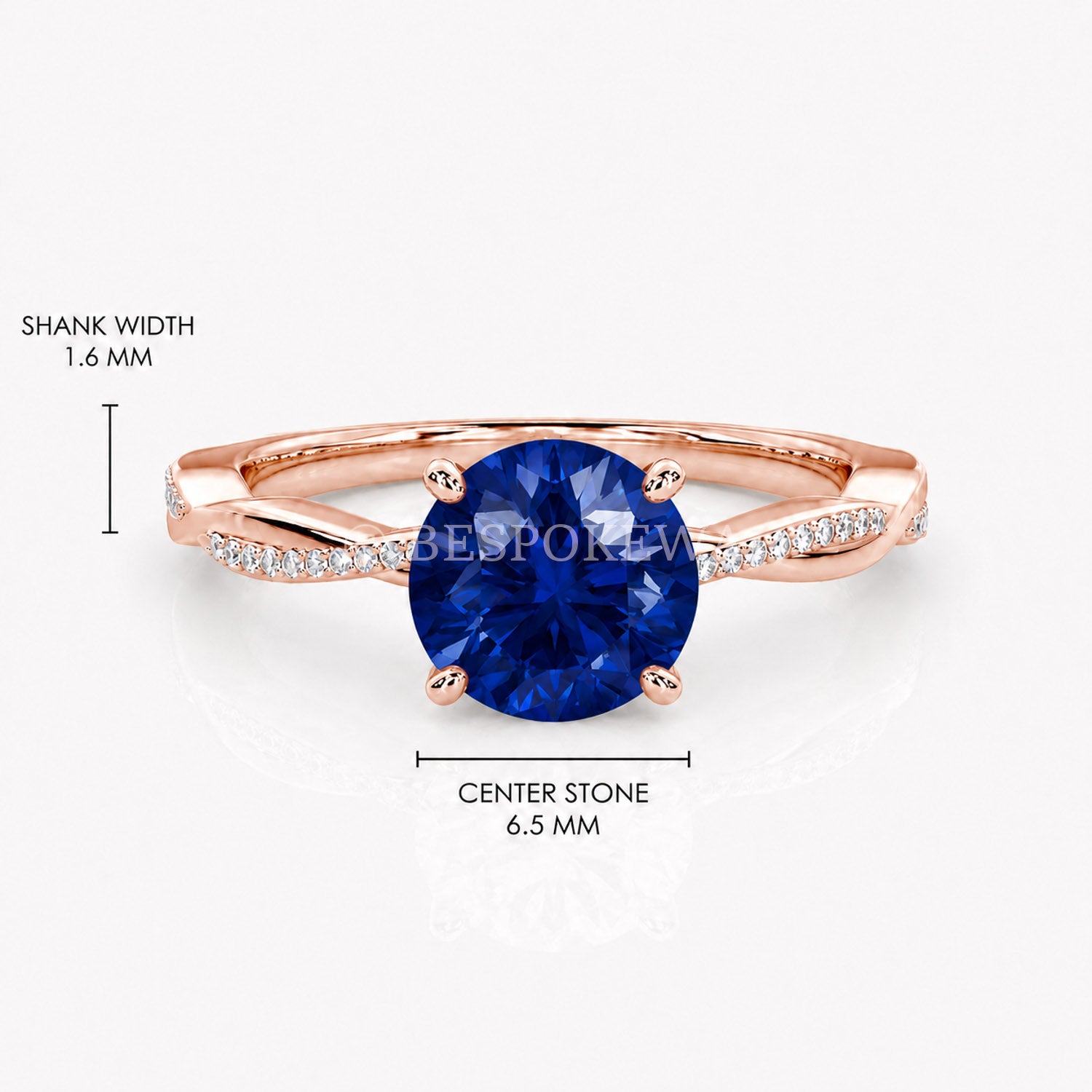 Ulur Solitaire Engagement Ring – Pavé Twist Band — Lab-Grown Sapphire, 0.5ct
