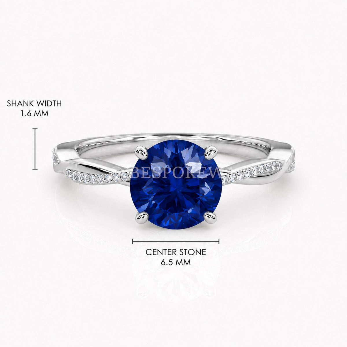 Ulur Solitaire Engagement Ring – Pavé Twist Band — Lab-Grown Sapphire, 0.5ct