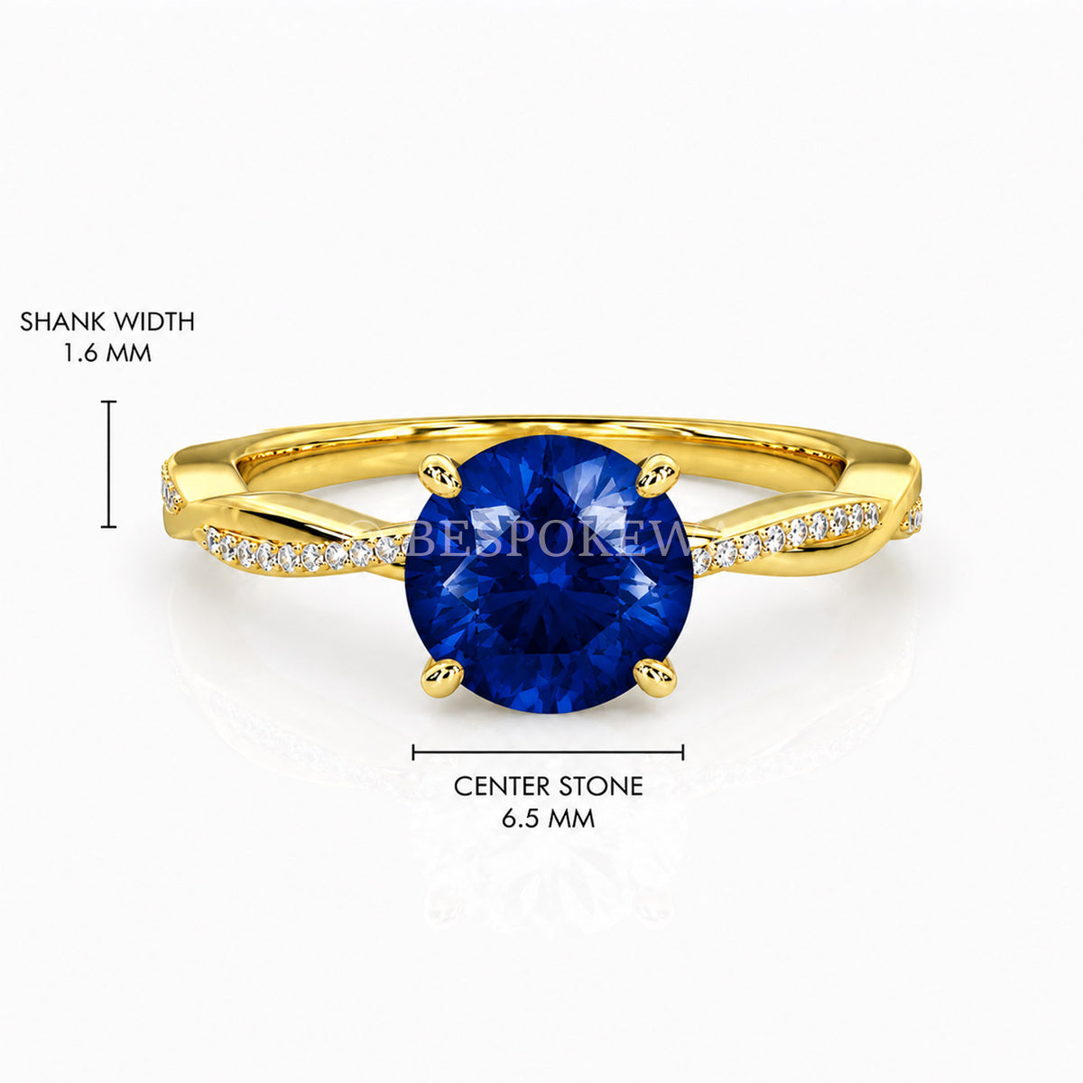 Ulur Solitaire Engagement Ring – Pavé Twist Band — Lab-Grown Sapphire, 0.5ct
